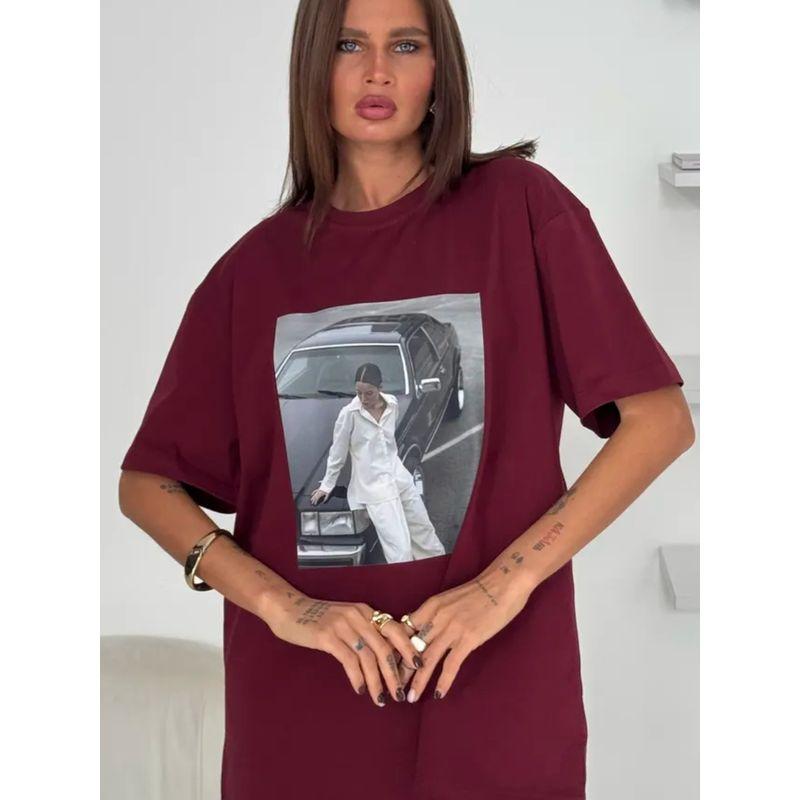 Western Style New Fashion Casual Loose Print Round Neck Short Sleeve T-shirt Top Printed T-shirt Top
