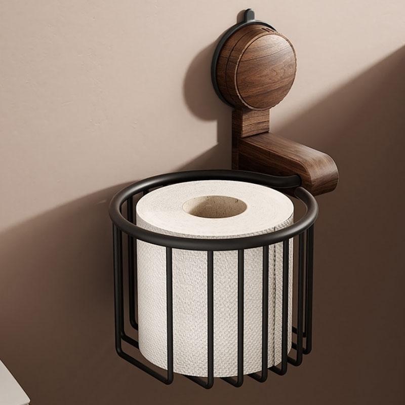 Suction cup walnut toilet bathroom shelf non perforated toilet tissue basket toilet paper holder bathroom  paper holder