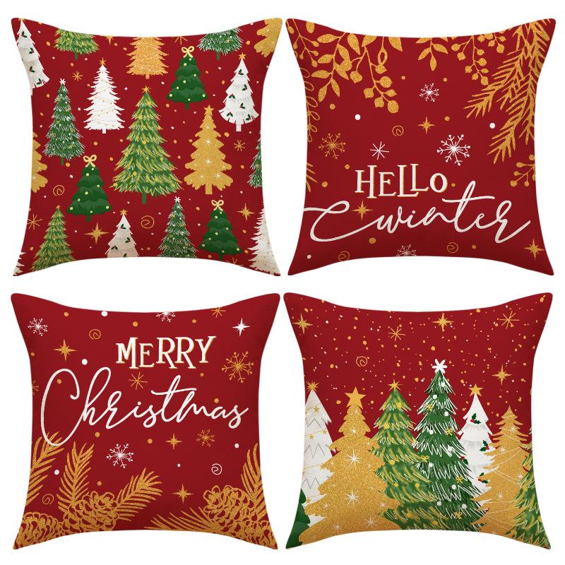 Merry Christmas Decoration Pillowcase New Year Gift Santa Claus Snowman Pattern Home Room Decoration Sofa Cushion Cover