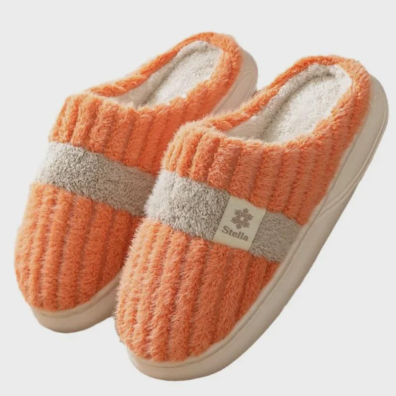 Korean Style Non-Slip Indoor Cotton Slippers with Thick Soles for Men and Women - Warm Winter Footwear