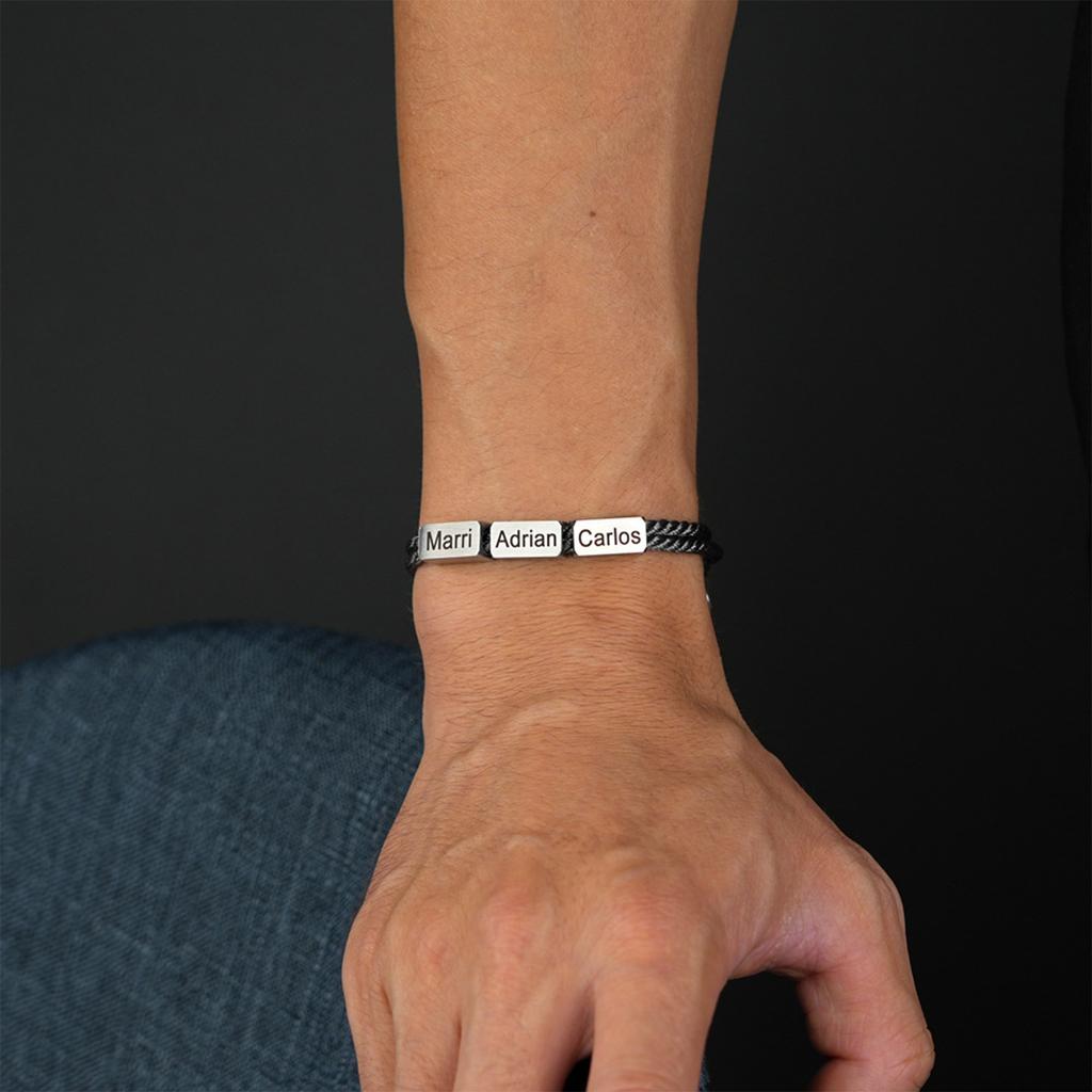 Personalized Name Stainless Steel Men's Bracelet Commemorative Engraving Handmade Boyfriend Gift Bracelet