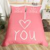 Love Heart Pattern Duvet Cover for Girls Women Pink Romantic Theme Bedding Set Room Decor,Valentine's Day Soft Comforter Cover