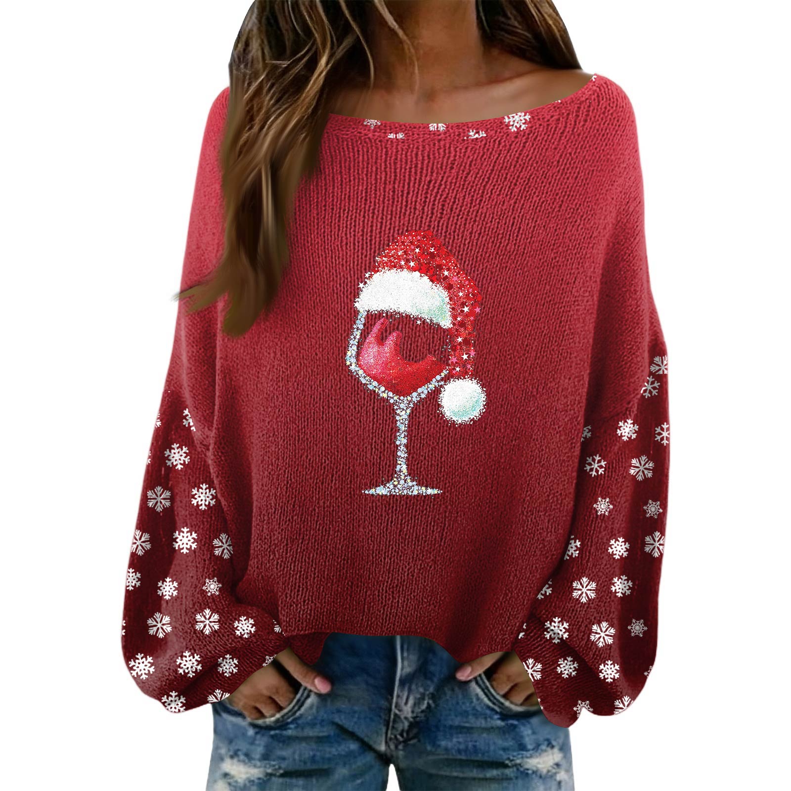 

Women s Fashion Long Sleeved Elegant Sweater Top S красный