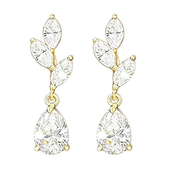 Yousheng 1 Pair Drop Earrings Cubic Zirconia Inlaid Waterdrop Design Sparkling Bridal Earrings Wedding Party Jewelry