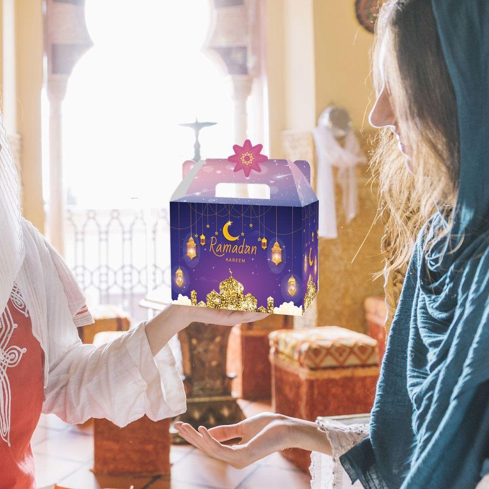 12PCS Paper Ramadan Gift Box Multicolor Packing Box Eid Mubarak Packaging Boxes Candy Snacks Sugar