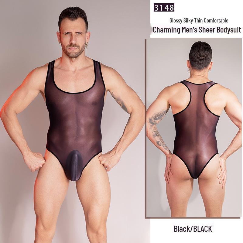 Men's Silky Smooth Lightweight Shapewear Bodysuit – Comfortable, Breathable, High Elasticity Lingerie.