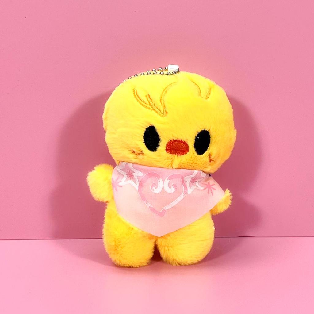 Kpop Stray Kids SKZOO Magic Academy Plush Keychain, Cute Animal Plushie Doll with Pink Bib Pendant, Cartoon Bag Charm Keyring Gift for Stay
