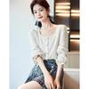 Demana Women's Elegant Embroidered Square Collar Blouse