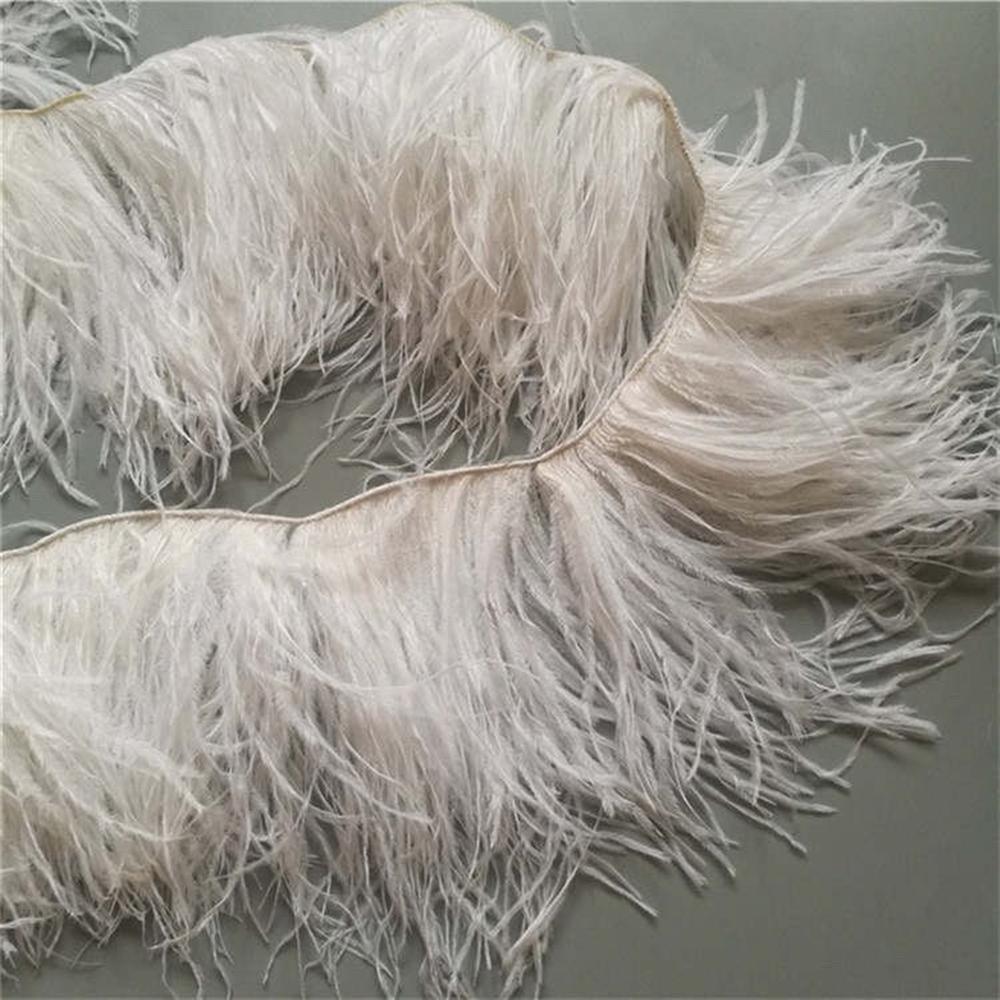 Feather10-15CM Pink Ostrich Feather Trim Fringe No Ribbon for Wedding Party Dress Sewing Accessories 1M Fluffy Multicolor Plumas Fabric