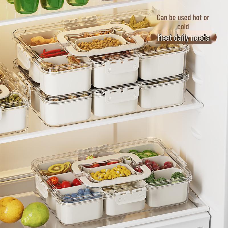 Portable Airtight Food Storage Box - Keeps Salad, Fruit, and Seasonings Fresh with Compartments