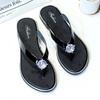 Fashion Women's Silver Biscuit Beach Sandals Flip Flops Floral Hollow Crystal Clip Parker Gold Strap Sandals