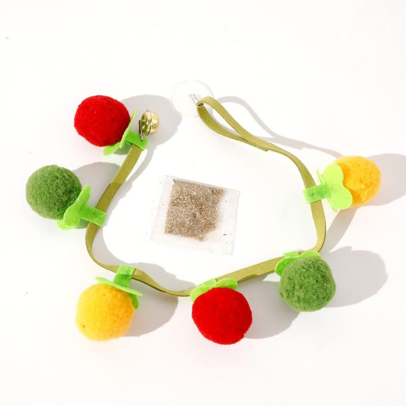

Catnip Toy Strings, Small Persimmon and Cherry Tomato Cat Teaser Sticks, Ringing Cat Toys, A Great Way To Relieve Boredom and Play with Cats