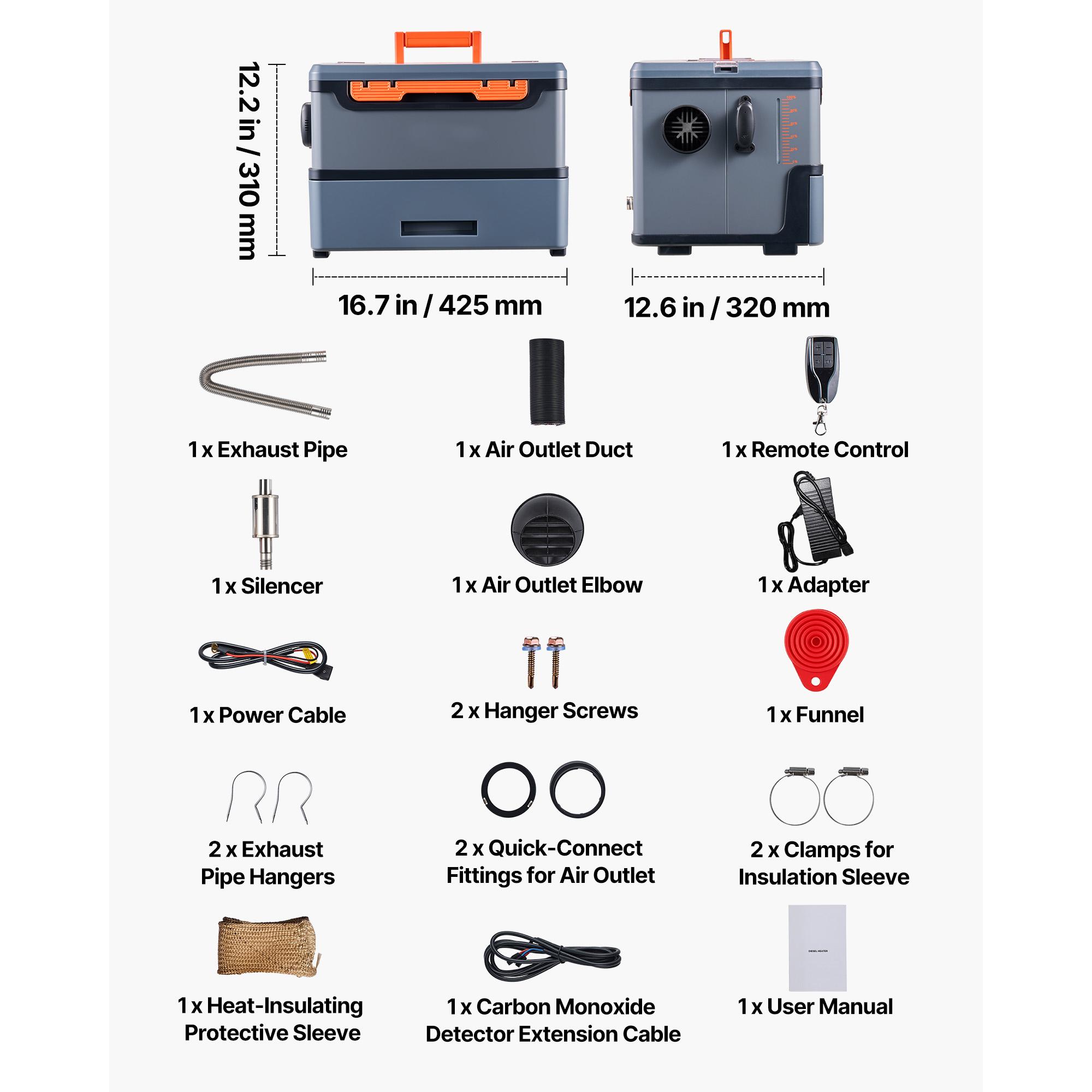 SucceBuy Diesel Heater, 8KW, DC 12V/24V All in One Portable Diesel Air Heater Remote Control and LCD Screen for Trucks Vans RVs TypeA