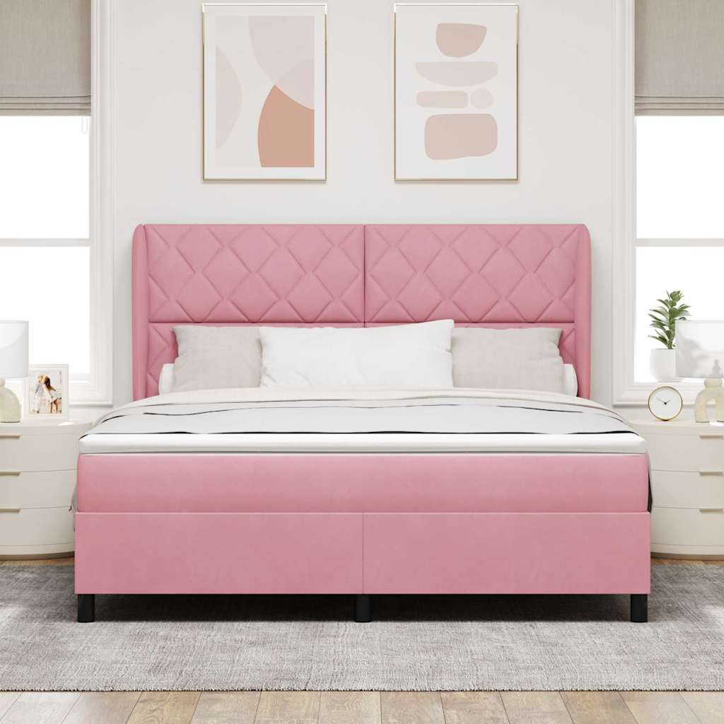 Boxspring Bed with Headboard Pink 200 X 180 Cm Velvet