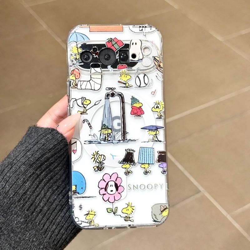 Funny Cartoon Cute Snoopy illustration Magsafe Wireless Charge Phone Case For Google Pixel9 10 pro XL10Pro 9ProXL Magnetic Cover