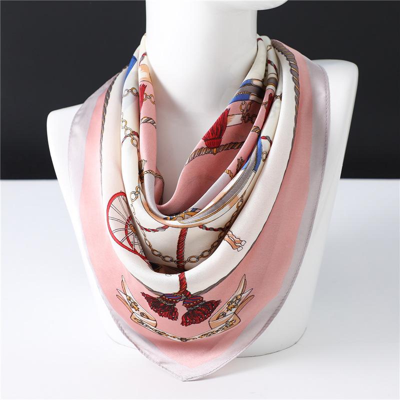 Small square scarf carriage chain silk scarf female Korean scarf versatile thin scarf headband decorative summer scarf autumn and winter