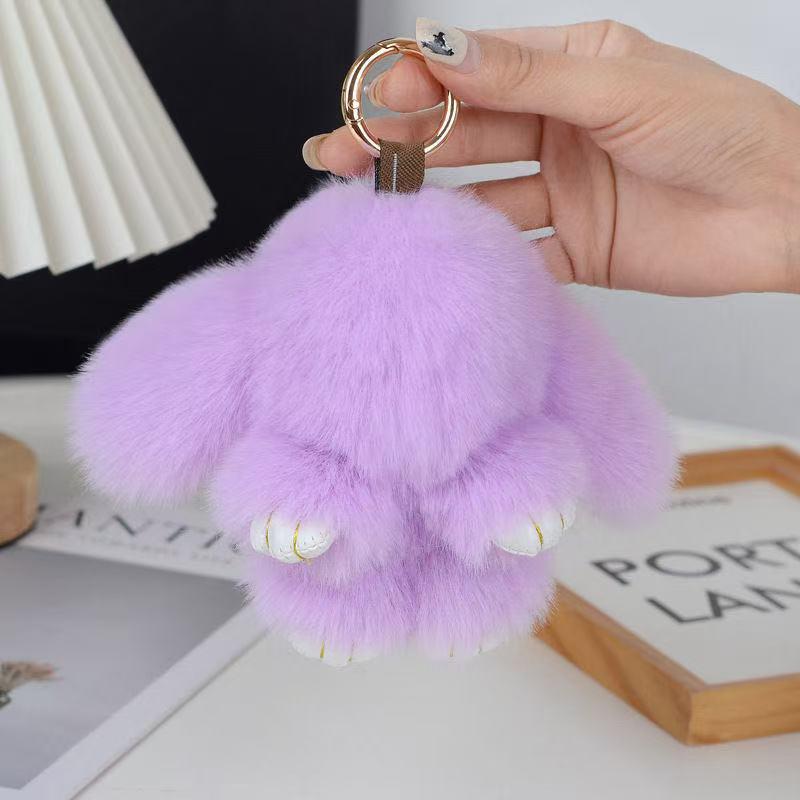 Plush Rabbit Fur Keychain: Cute Rabbit Ornament & Phone Charm
