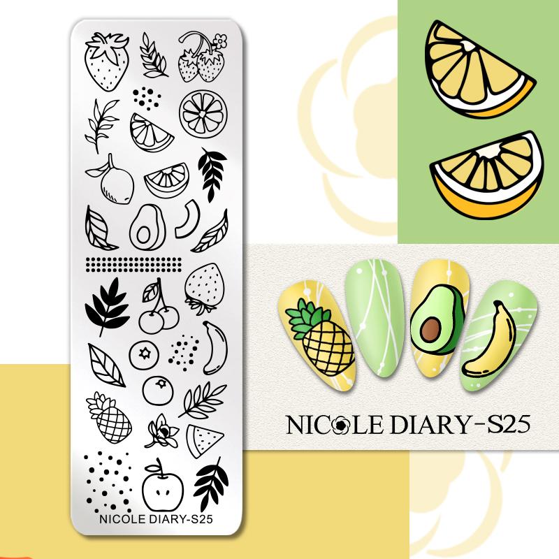 NICOLE DIARY Leopard Flower Nail Stamping Plate Image Transfer Template Geometry Leaf Stainless Steel Stencil Nail Printing Tool