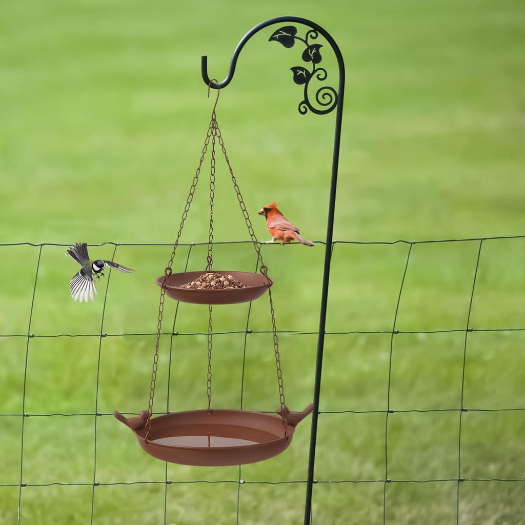 Hängende Vogeltränke für den Außenbereich, zweilagiger Vogel-Futterspender, eiserne Vogeltränke mit zwei Zonen für Kolibris, für Rasen, Veranda, Garten