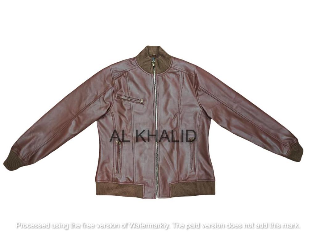 Jaqueta Feminina Marrom de Couro Macio Estilo Bomber Pele de Cordeiro Genuína Motociclista Biker