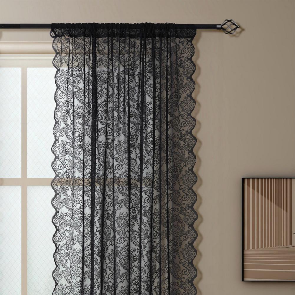 2 buc. Cortină Vintage din Dantelă și Gaze, Cortină Plasă Translucidă cu Gaică pentru Bară