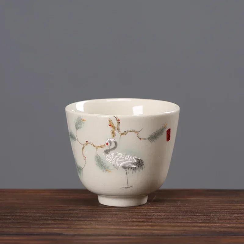 Chinese Tradition Ceramic Teacup Travel Meditation Cup Exquisite Hand Painted Tea Bowl Pu'er Master Cup Tea Set Accessories 50ml