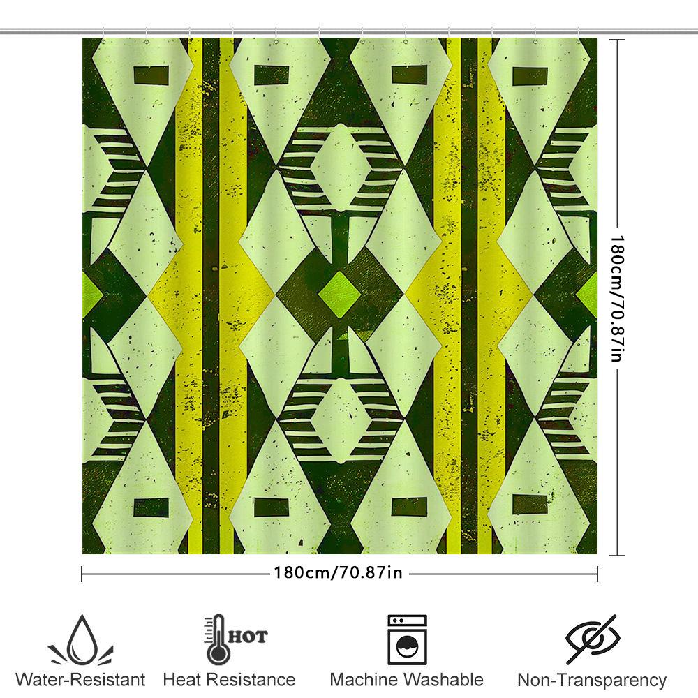 Green Geometric Shower Curtain Unique Bath Decor for Your Home
