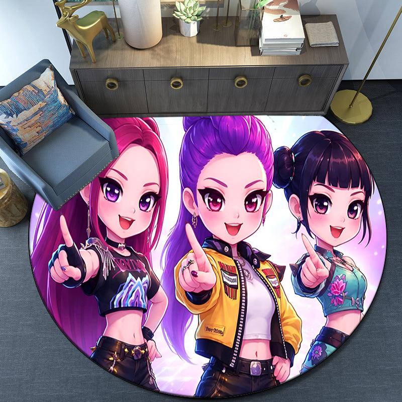 Kpop Demon Hunters: Starlight Adventure Round Rug for Livingroom,Bedroom, Palyroom, Chair Rug, Area rug, Circle Carpet, Fan Christmas gift