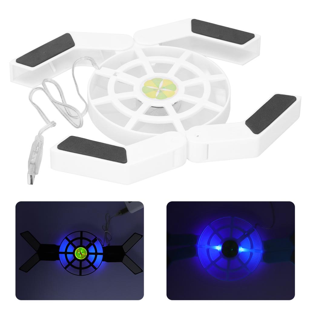 Laptop Cooler Pad with Luminous Large Fan USB Notebook Computer Foldable Stand DRS08(White )