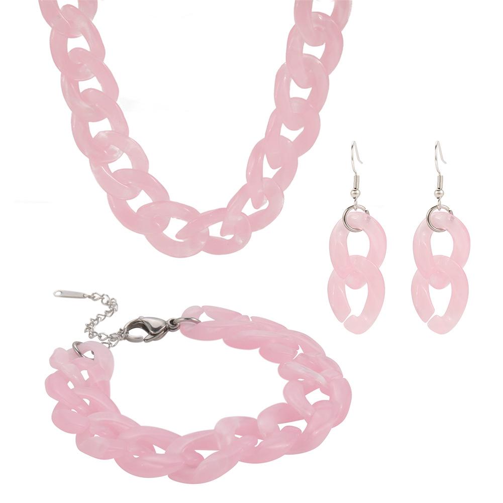 Acrylic Colorful Chain Set: Bracelet, Necklace, Earrings, Women's Shoulder Strap - European & American Hip Hop Style.