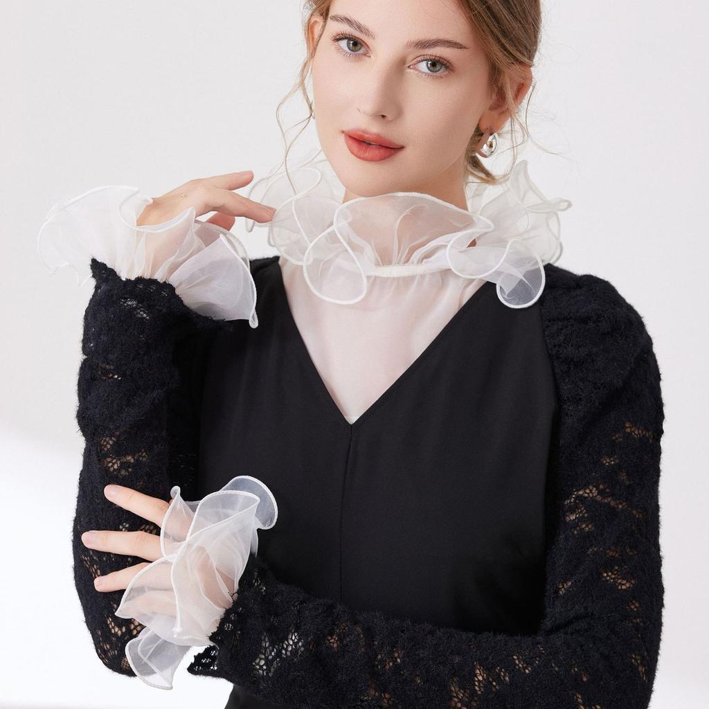 Detachable Sleeves Breathable Fake Flared Sleeves False Cuffs Elegant Mesh Fake Sleeves For Sleeveless Tops Layering Short