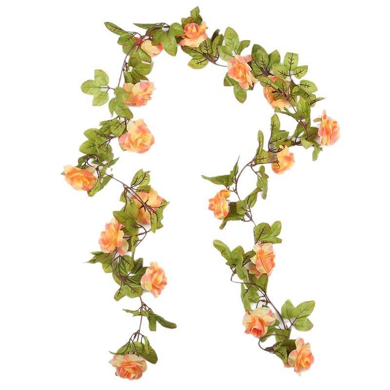 Rose Vine Leaf Indoor Soft Decoration Ceiling Water Pipe Decoration Blocking Plastic Fake Flower Hanging Basket Vine
