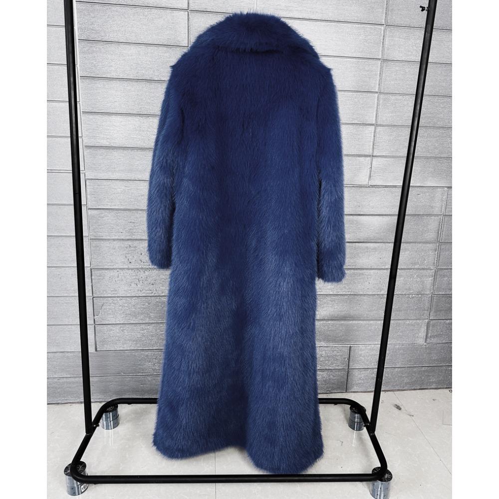Cappotto in Pelliccia Sintetica da Donna, Pelliccia Sintetica, Modello Lungo, con Collo Imbottito, Cappotto Invernale da Donna Extra Lungo