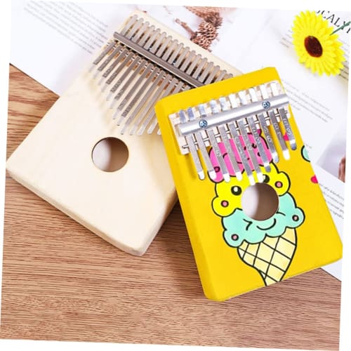 Wooden DIY Kalimba Kit, Hand-Painted Thumb Piano with 10 Picks, African Finger Piano, Safe Materials, Kindergarten Toy, Develops Creativity (Assorted