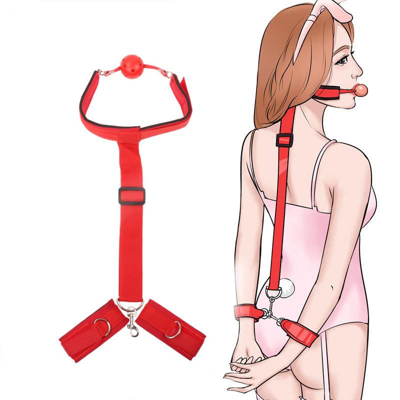 Sexy SM Backhand Back Neck Ring Bound Mouth Ball Slave Alternative Sex Toys Adult Products