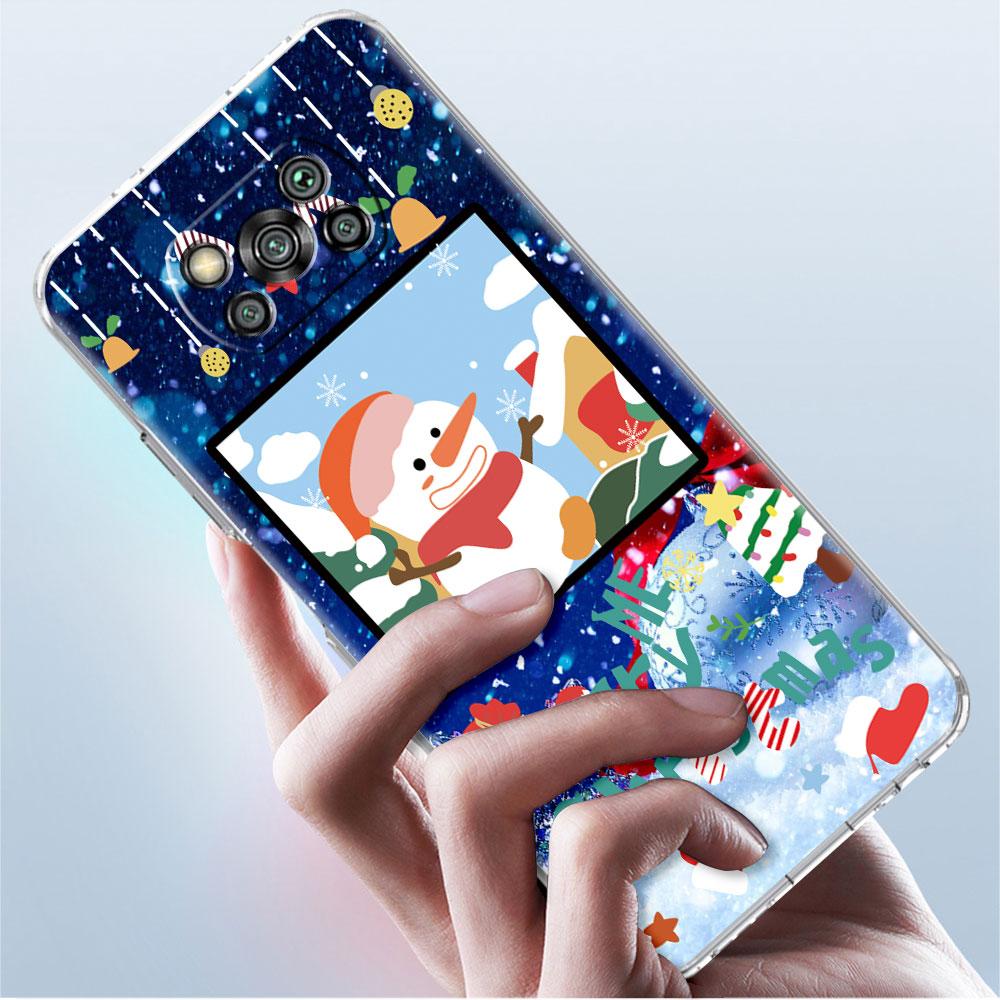 Clear Soft Case For Xiaomi Mi Poco X3 NFC M3 F3 12 11 Lite 11T 10T X3 Pro Note 10 9T Phone Funda Cover Christmas Cute Sled Elk