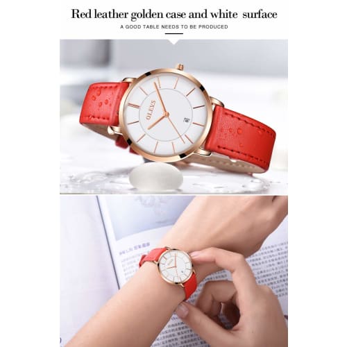 Women's Watch, Blue, Stylish, Hand Watch, Waterproof, Ultra-thin, Women's Leather Belt, Brand, Leather, Analog, Small, Simple Dial, Easy to Read, Fash