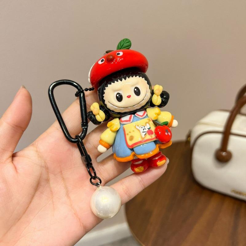 Portachiavi Bambola Ciondolo Labu Ciondolo Borsa Argilla Dipinto a Mano Piccolo Regalo Portachiavi Cartone Animato Bubu