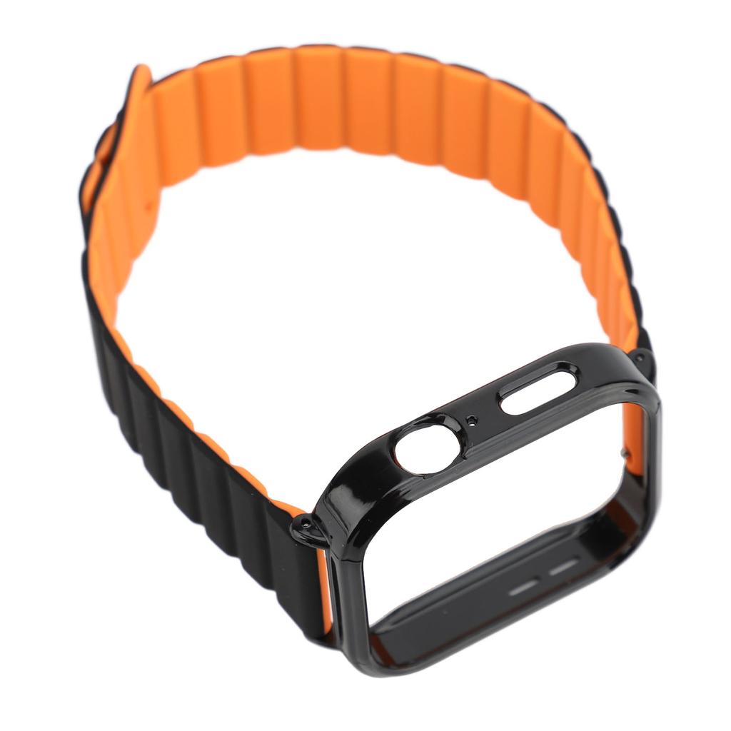 Silicone Loop Magnetic Watch Band with Black Case Replacement Watch Strap Quick Release Smartwatch