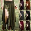 Dames Casual Hoge Taille Strandrok Elastische Tailleband Onregelmatige Zoom Midi Rok Zomer Mode Effen Kleur Comfortabele Zachte Stof