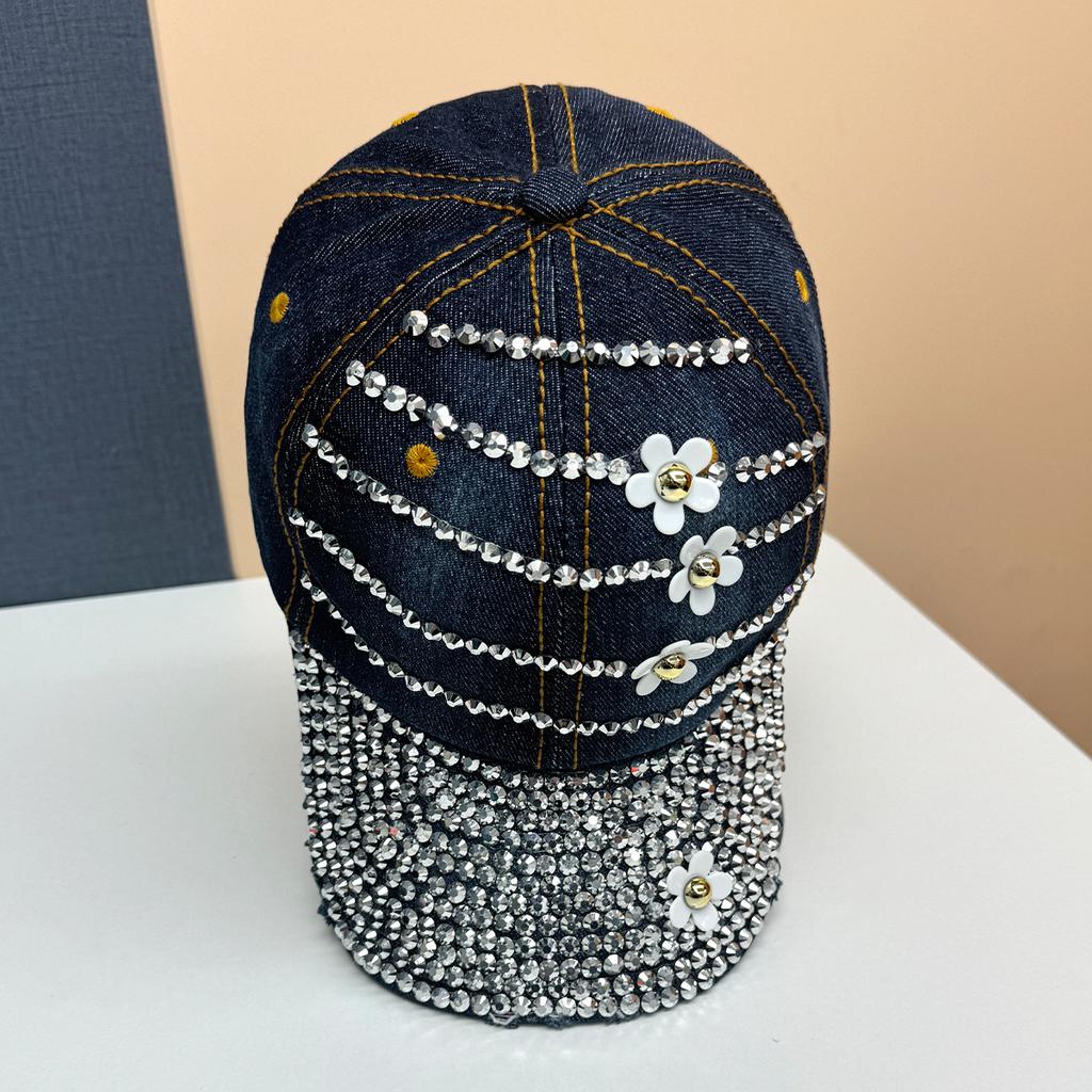 Neue Strass-Blumenkappe Damenmode Sonnenschutz Baseballkappe Frühling und Sommer Outdoor Sonnenschutz Denim-Hut