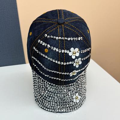 Neue Strass-Blumenkappe Damenmode Sonnenschutz Baseballkappe Frühling und Sommer Outdoor Sonnenschutz Denim-Hut
