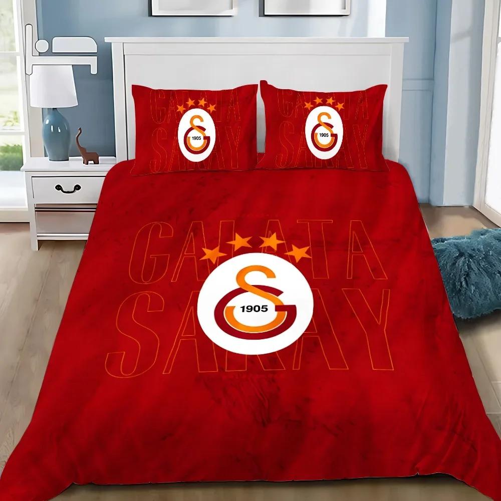 Galatasaray 3D Printed Bedding Set,Logo Football Club Duvet Cover Pillowcases for Adult Girl Boy Gift,Birthday Gift