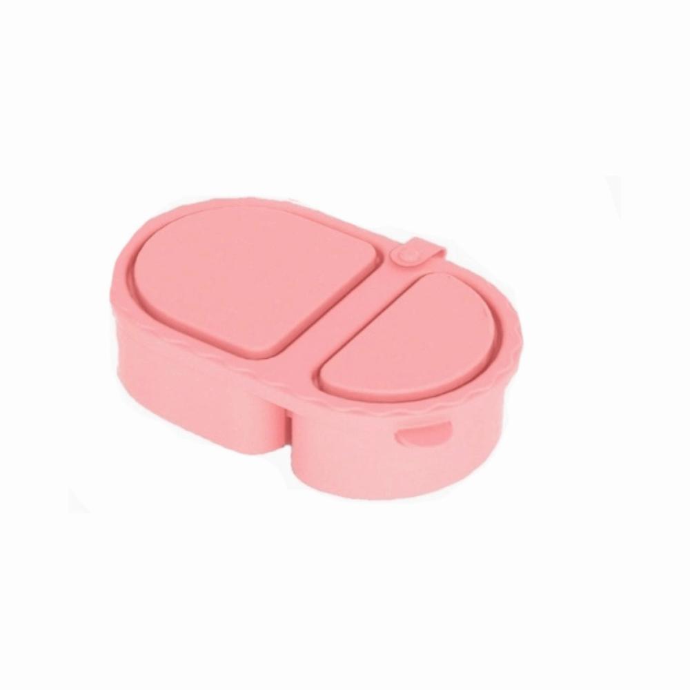 

Food Grade Silicone Lunch Box Reusable Leak-proof Meal Prep Container with Lid Double Compartment Divided Fresh-Keeping Box рожевий