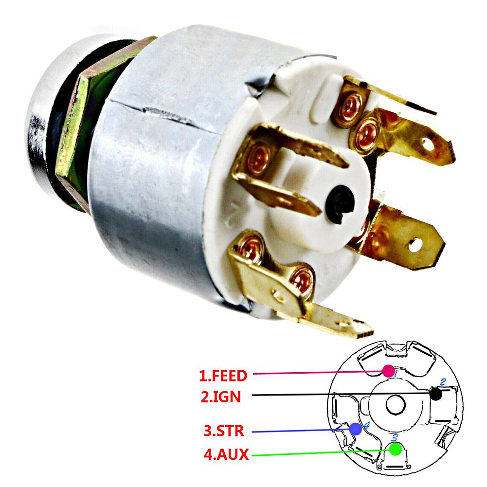 Universal 12V 4 Position Ignition Switch Lock Keys for Car Motorcycle Bike Boat
