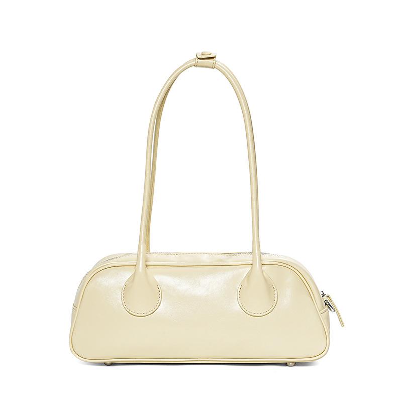 

Bag women s new niche fashion leather bowling underarm shoulder bag, cowhide large-capacity handbag