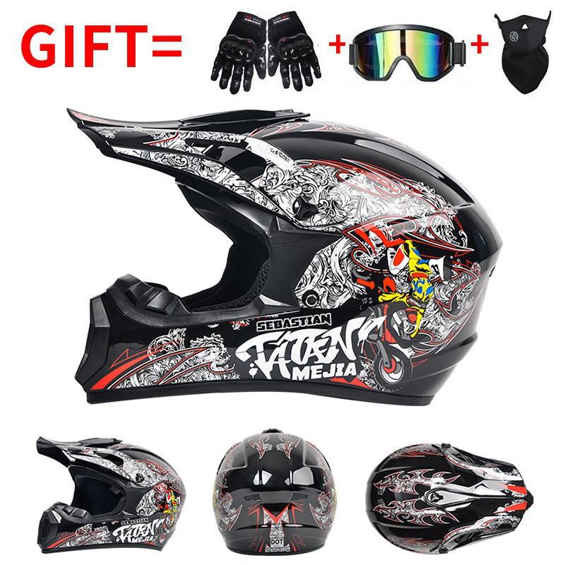 DOT Certified Motorcycle Full Helmet Off-road Mountain Bike Downhill Riding Safety