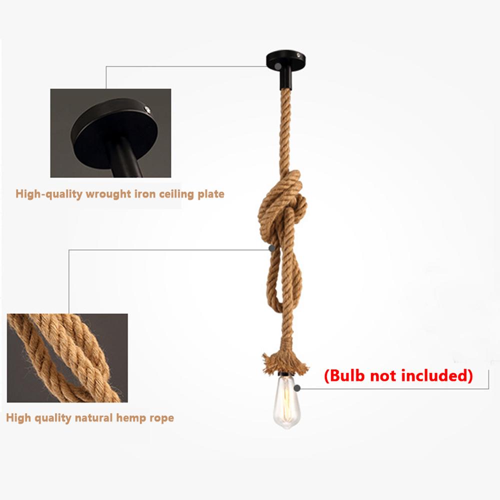 Vintage Hemp Rope Pendant Light Holder 1/2 Head For Loft Personality Industrial Pendant Lamp Edison Hanglamp Lighting