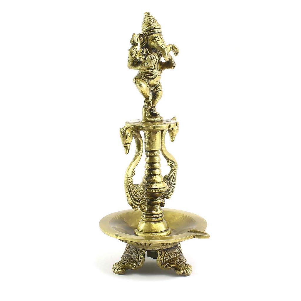 Lord Ganesha Deepak Mässing Oljeflamma Diya Ställ