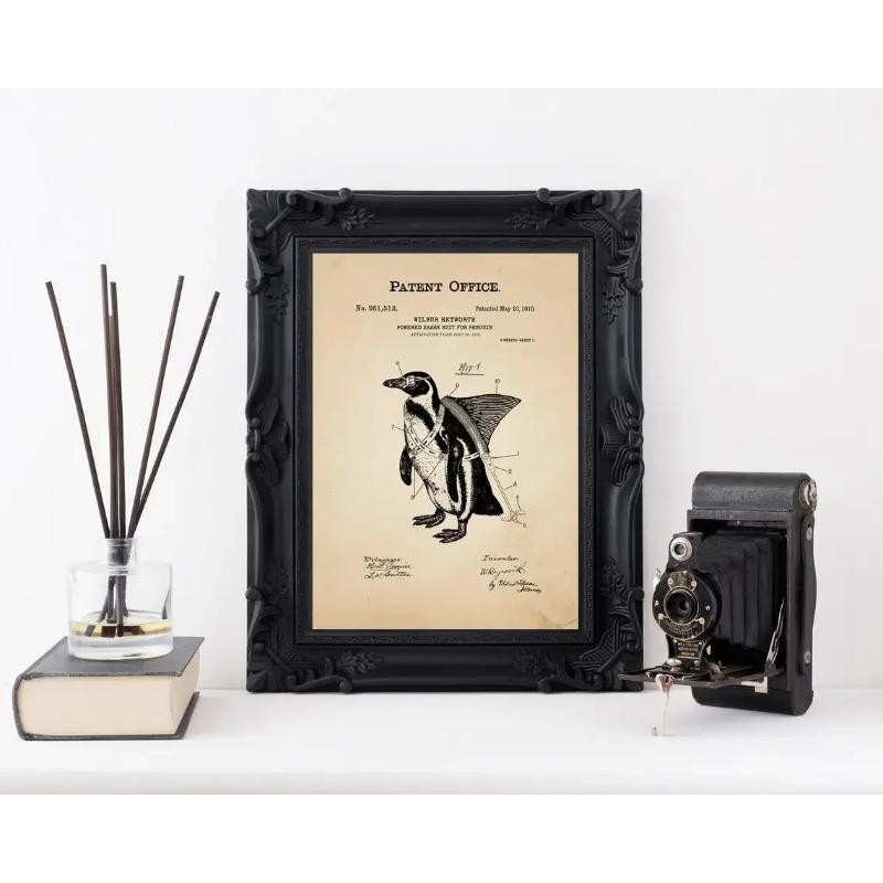 Funny Vintage Penguin Posters and Prints Surreal Animal Quirky Patent Wall Art Picture Canvas Painting Room Home Decor Cuadros